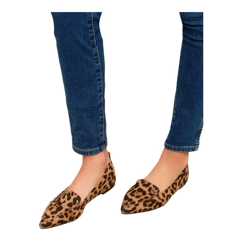 NIB Lulus Emmy Leopard Suede Pointed Loafers Sz 6
